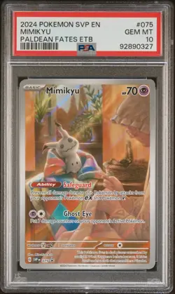 2024 Pokemon SVP EN-SV Black Star Promo Mimikyu Paldean Fates Etb PSA 10 #075 - Image 1