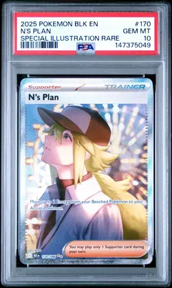 2025 POKEMON BLK EN-BLACK BOLT SPECIAL ILLUSTRATION RARE #170 N'S PLAN PSA 10 - Image 1