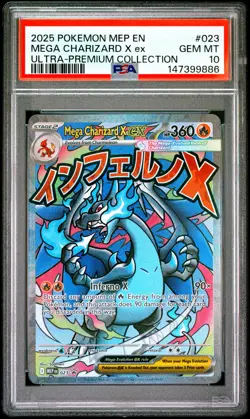 2025 POKEMON MEP EN-ME BLACK STAR PROMO #023 MEGA CHARIZARD X EX PSA 10 - Image 1