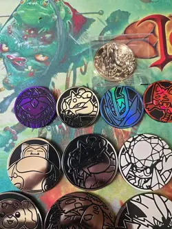 18 Official Pokemon Coin Lot Various Sets and Styles Eevee Metal Gold Charizard - Image 2
