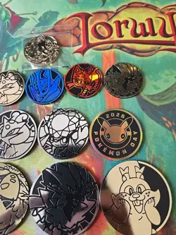 18 Official Pokemon Coin Lot Various Sets and Styles Eevee Metal Gold Charizard - Image 3