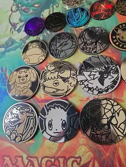 18 Official Pokemon Coin Lot Various Sets and Styles Eevee Metal Gold Charizard - Image 4