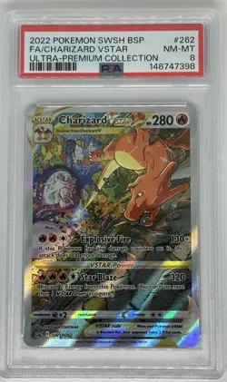 2022 Pokemon PSA 8 Charizard VSTAR #SWSH262 Sword & Shield Charizard UPC Promo - Image 1
