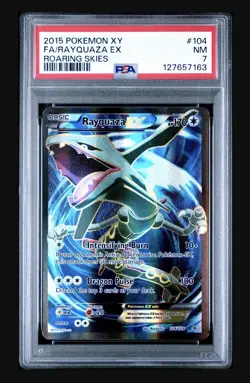 2015 Pokemon XY Roaring Skies Rayquaza EX Full Art #104 PSA 7 NM Rare - Image 1