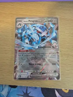 2025 Pokemon Destined Rivals Steven’s Metagross EX Double Rare Holo 145/182 MINT - Image 1