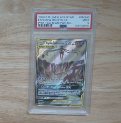 PSA 9 Espeon & Deoxys GX SR 177/173 SM12a Tag Team Pokemon Card 2019 - Image 1