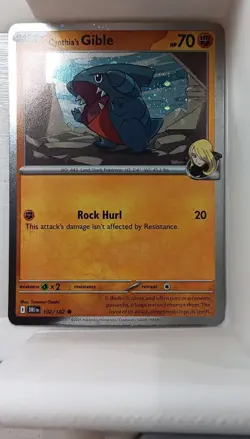 Pokemon TCG Cynthia's Gible Cosmos Holo 102/182 Basic 70 HP English Card - Image 1