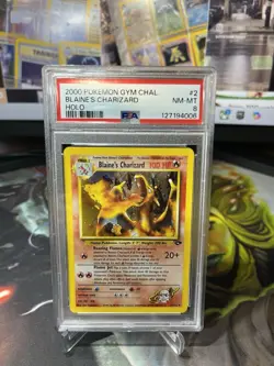 2000 Pokemon Gym Challenge Blaine's Charizard card 2/132 PSA 8 NM-MT - Image 1