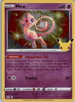 Mew 11/25 Holo Rare 25th Anniversary Celebrations 2021 Pokemon TCG - Image 1