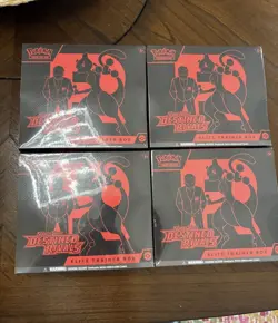 Pokemon TCG Scarlet & Violet Destined Rivals Elite Trainer Box Mewtwo 4 Boxes - Image 1