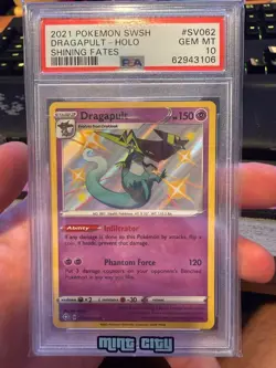 2021 POKEMON SWORD & SHIELD SHINING FATES #SV062 DRAGAPULT HOLO PSA 10 - Image 1