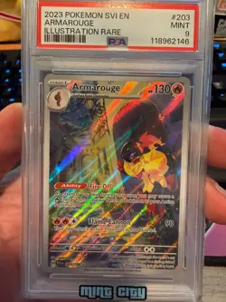2023 POKEMON SVI EN-SCARLET & VIOLET ILLUSTRATION RARE #203 ARMAROUGE PSA 9 MINT - Image 1