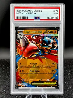 2025 POKEMON MEG EN-MEGA EVOLUTION #077 MEGA LUCARIO EX PSA 9 - Image 1