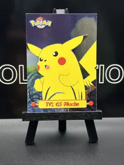 Pokemon #25 Pikachu (Topps Series 1 TV2) Holo Foil Blue Logo - Image 2
