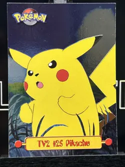 Pokemon #25 Pikachu (Topps Series 1 TV2) Holo Foil Blue Logo - Image 3