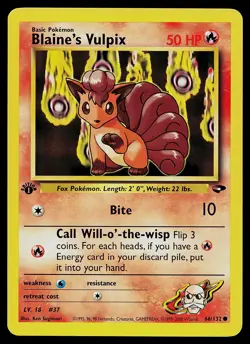 Pokemon Card - Blaine's Vulpix Gym Challenge 66/132 Common 1st Edition - Image 1