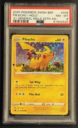 Pikachu - (General Mills) SWSH039 Miscellaneous Cards & Products Holo PSA 8 - Image 1
