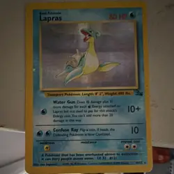Pokemon Lapras Fossil 10/62 Holo Rare Basic 80 HP Water Gun Confuse Ray Card - Image 1