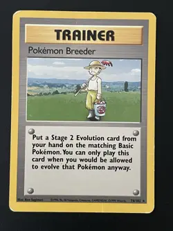 Base Set Unlimited Pokemon Breeder 76/102 Rare Pokemon Card TCG WOTC - Image 1