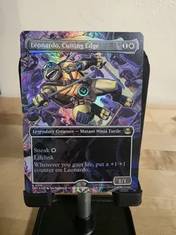 Leonardo, Cutting Edge (Borderless Foil) TMT MTG Ninja Turtles NM - Image 1