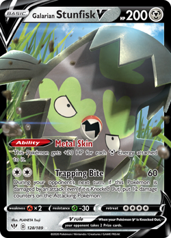 GALARIAN STUNFISK V 128/189 HOLO V RARE DARKNESS ABLAZE POKEMON NM - Image 3