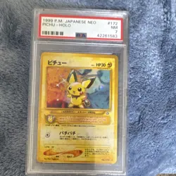 Pokemon Pichu 1999 Gold Silver New World Holo Rare Japanese PSA 7 Card 172 - Image 1