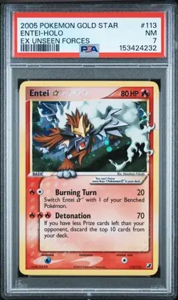 2005 Pokemon EX Unseen Forces 113 Entei Holo Gold Star PSA 7 NEW CERT - Image 1