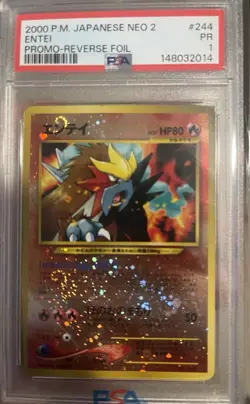 SWIRL PSA 1 Sequential Set Charizard Entei Japanese Neo Reverse Foil Pokemon PR - Image 2