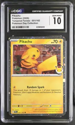 Pikachu [2026 Pokemon Day] #51 - CGC GEM MINT 10 POKEMON - Image 1