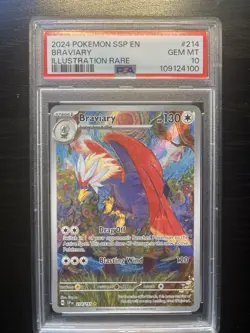 2024 POKEMON SURGING SPARKS - SSP EN #214/191 BRAVIARY ILLUSTRATION RARE PSA 10 - Image 1