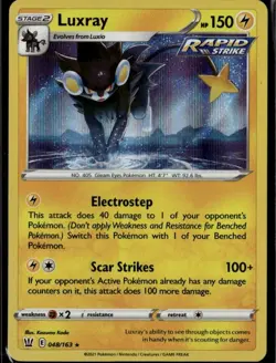 Luxray Holo Rare SWSH05: Battle Styles 048/163 Lightning Holo Pokemon Card - Image 1