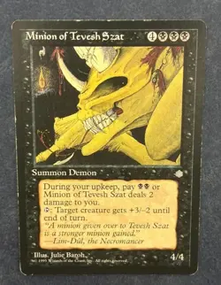 MTG MISPRINT MISCUT ERROR ICE AGE MINION OF TEVESH SZAT OFF CENTER HARD TO FIND - Image 1