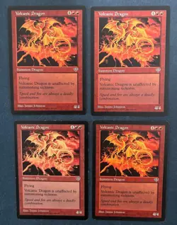 MTG 4X MIRAGE VOLCANIC DRAGON MAGIC THE GATHERING RARE ENGLISH CREATURE RED - Image 3