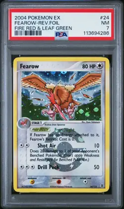2004 POKEMON EX FIRE RED & LEAF GREEN #24 FEAROW-REVERSE FOIL PSA 7 - Image 1