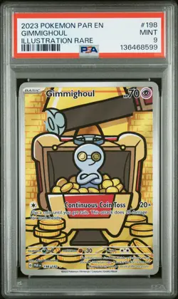 2023 POKEMON PAR EN-PARADOX RIFT ILLUSTRATION RARE #198 GIMMIGHOUL PSA 9 - Image 1