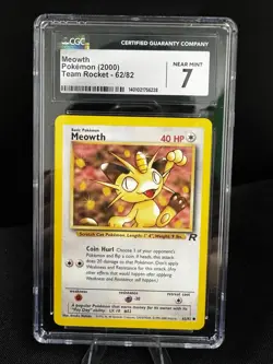 Pokemon Meowth #62/82 Team Rocket 2000 – CGC 7 Near Mint - Image 1