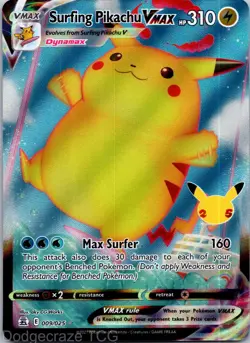 Surfing Pikachu VMAX 009/025 Holo Rare VMAX Celebrations Pokemon NM - Image 1