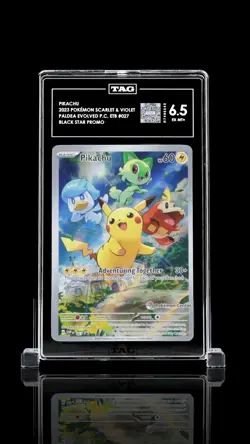 Pikachu 2023 Pokemon Paldea Evolved 027 Pokemon Center ETB Promo TAG 6.5 - Image 1