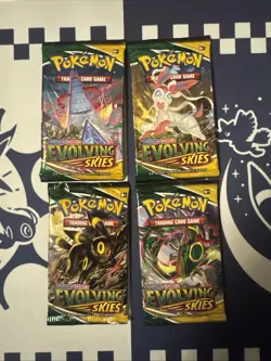 Pokemon TCG Evolving Skies Pack Art Set of 4 Sealed Booster Packs - Image 1