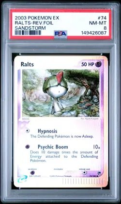 PSA 8 MINT Ralts 74/100 Reverse Holo Pokemon EX Sandstorm - Image 3