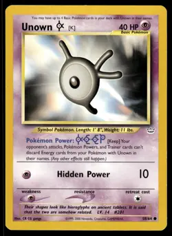 Unown [K] 58/64 Common Neo Revelation Pokemon Unlimited LP - Image 1