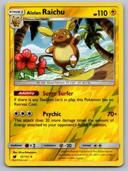 Alolan Raichu 31/111 Holo Crimson Invasion Pokemon Reverse Holo Lightly Played - Image 1