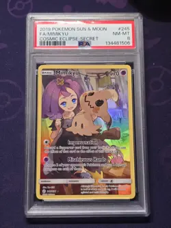 2019 Pokemon Mimikyu Cosmic Eclipse Graded PSA 8 MINT - Image 1