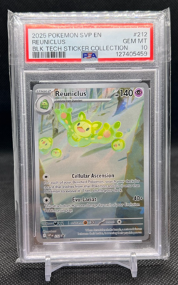 2025 Pokemon EN-SV Black Star Promo Reuniclus Black Bolt Tech Sticker 212 PSA 10 - Image 1