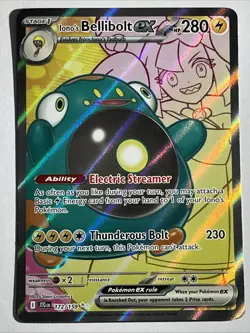 Pokemon TCG Iono's Bellibolt EX Full Art Ultra Rare Holo Card 172/159 - Image 1