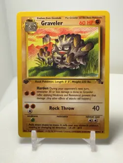 Pokemon TCG Graveler Fossil, 1st Edition Uncommon Card 37/62 - Image 1