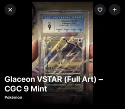 Pokemon TCG Crown Zenith Glaceon VSTAR Ultra Rare Holo Card GG40/GG70 CGC 9 MT - Image 1