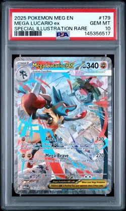PSA 10 GEM MINT Mega Lucario EX 179/132 Mega Evolutions SIR Pokemon Card - Image 1