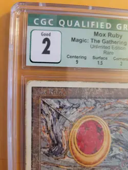 MTG Mox Ruby - Unlimited - Magic CGC 2.0 Played, Signed by Richard Garflield - Image 2