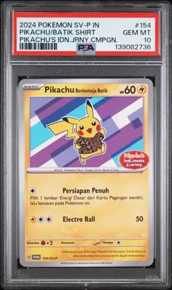 Pokemon Pikachu 154/SV-p Batik Promo Indonasian PSA 10 - Image 1